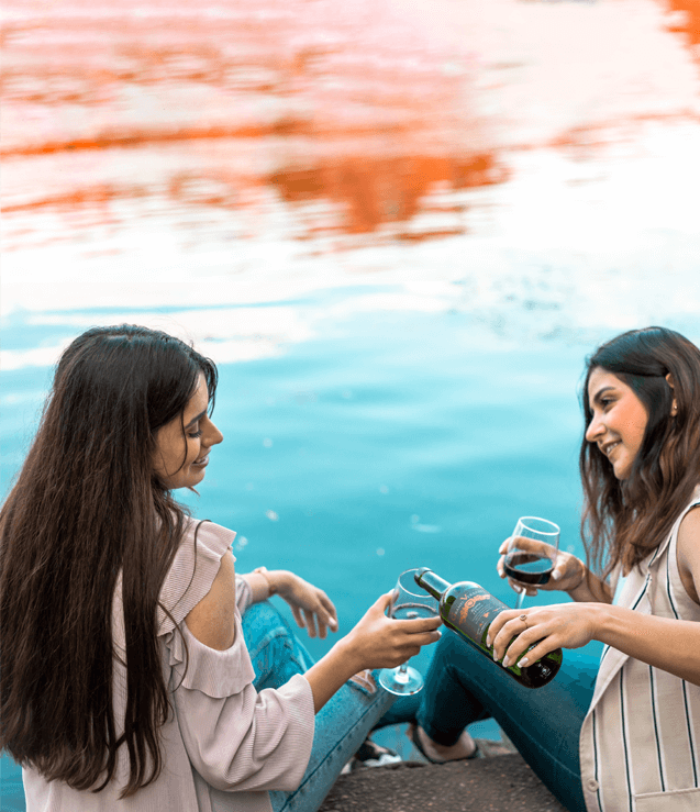 wine by the lake